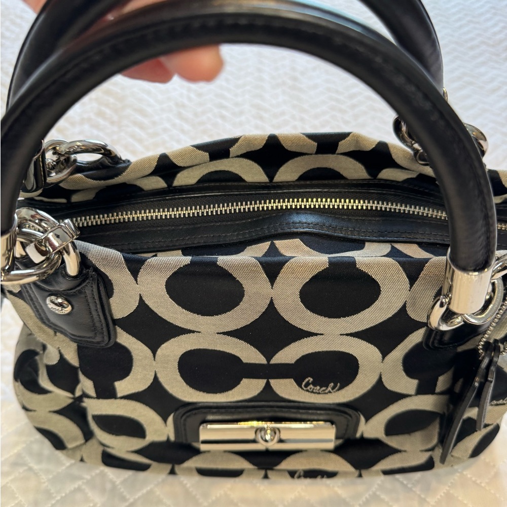 Coach Kristin Black/Gray Signature Satchel - Picture 5 of 16
